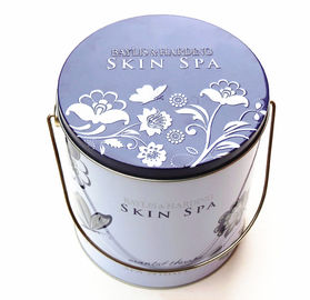 Φυσική round tin box Spa κομψή εκτύπωση σχεδίων Scented με τη λαβή πολυτέλειας προμηθευτής